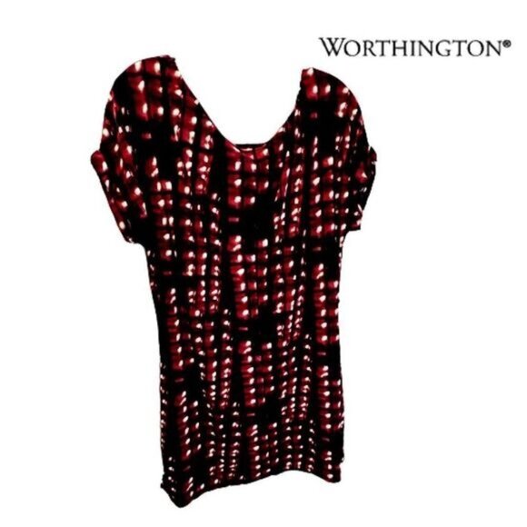 Worthington Stretch Women's V-neck‎ Short Sleeve Blouse - Picture 2 of 6